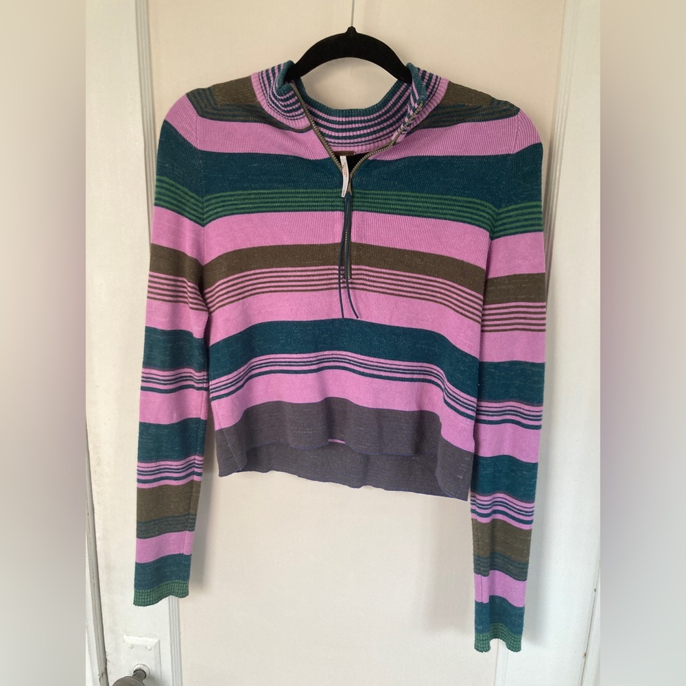 Free people retro stripe crop sweater